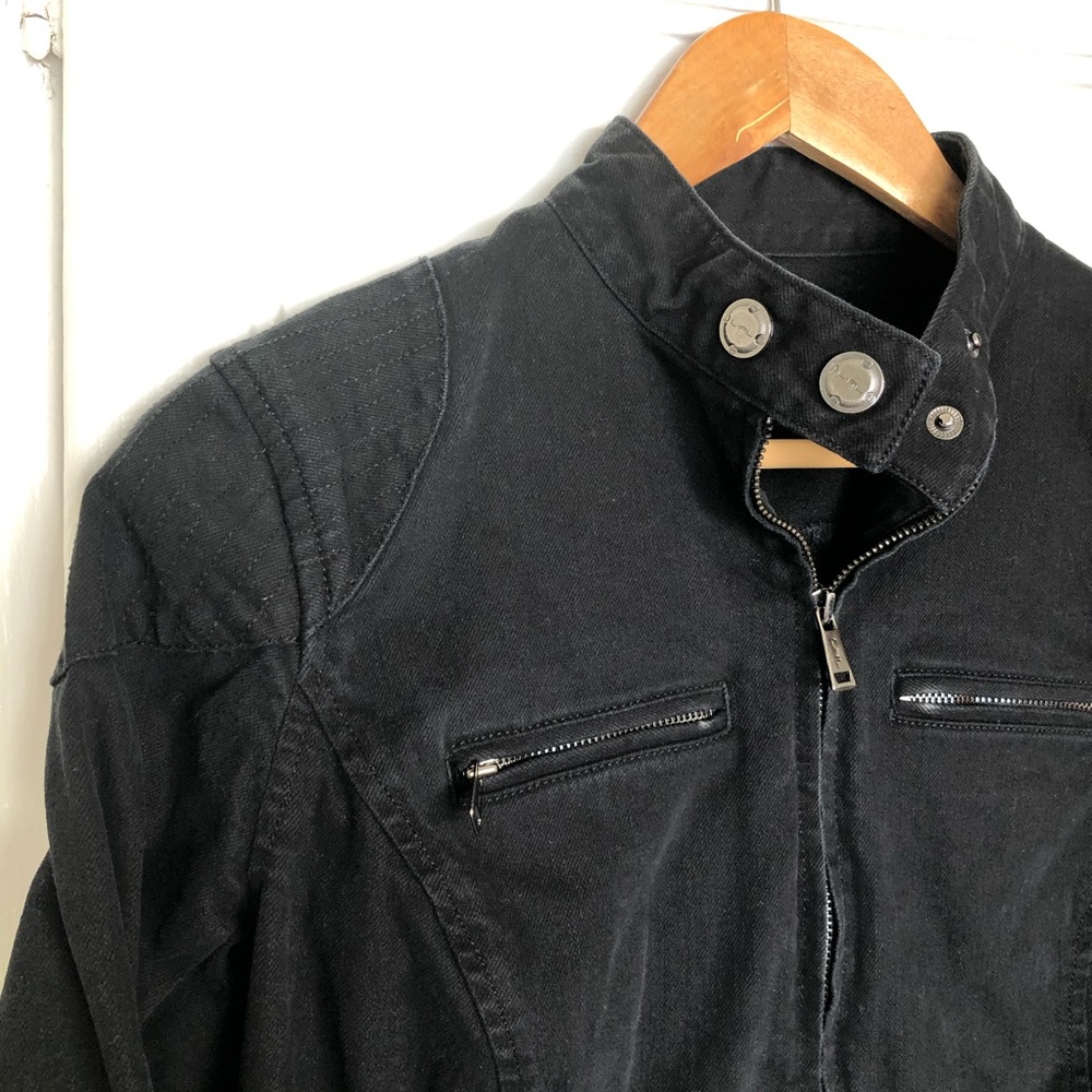LRL Ralph Lauren Moto Jacket Cropped Black Denim M - Picture 6 of 8
